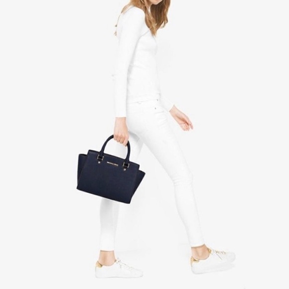 Michael Kors Navy Blue Selma Satchel - Picture 4 of 5